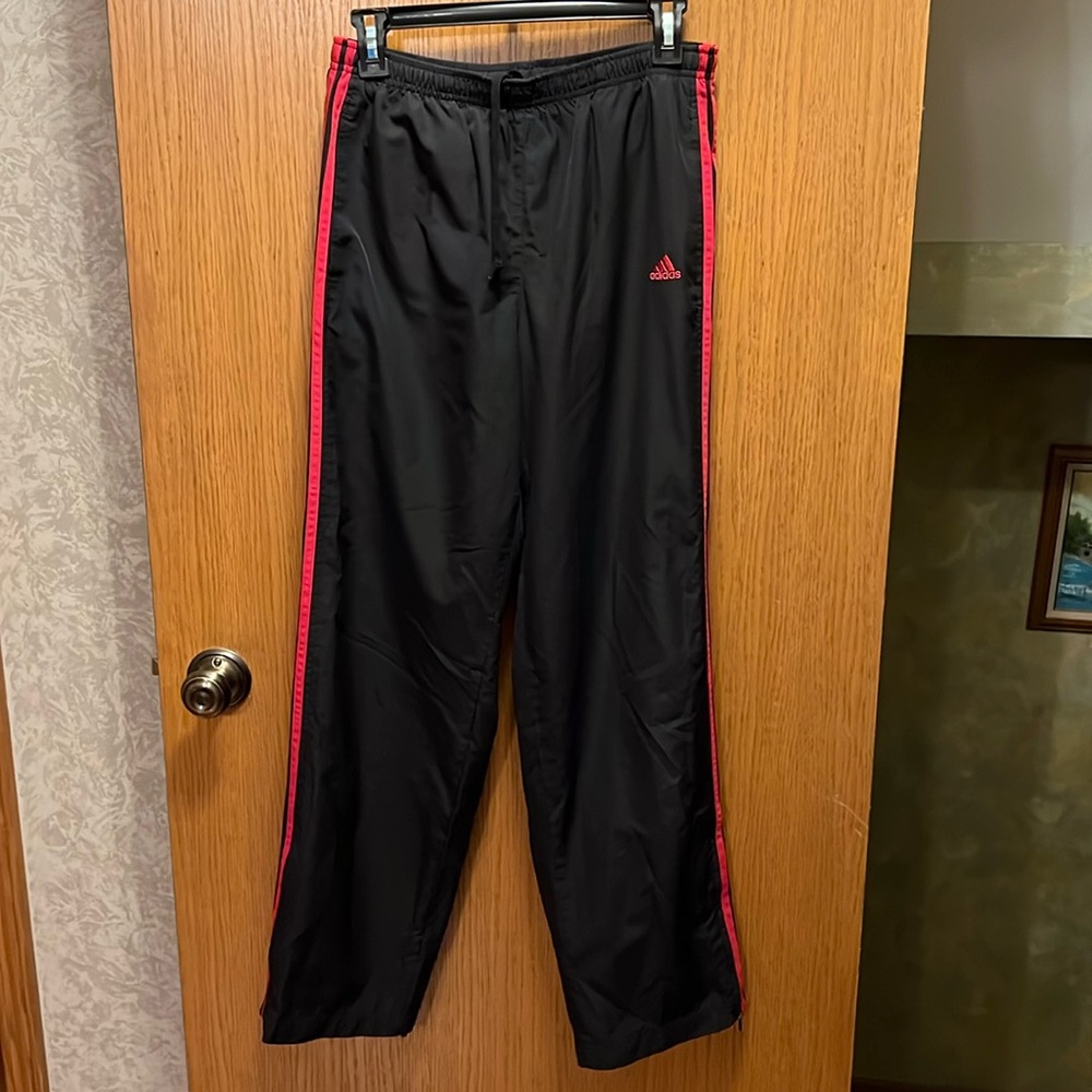 Adidas athletic pant with red stripes